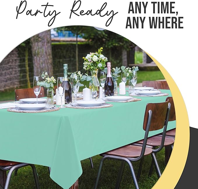 Exquisite 66% Thicker Premium Plastic Table Cloth Rectangle Table Cover 0.5 Mil 12 Pack Mint Table Cloth 54 Inch x 108 Inch Disposable Tablecloth Won't Tear Easily Like Cheap Thin Brands