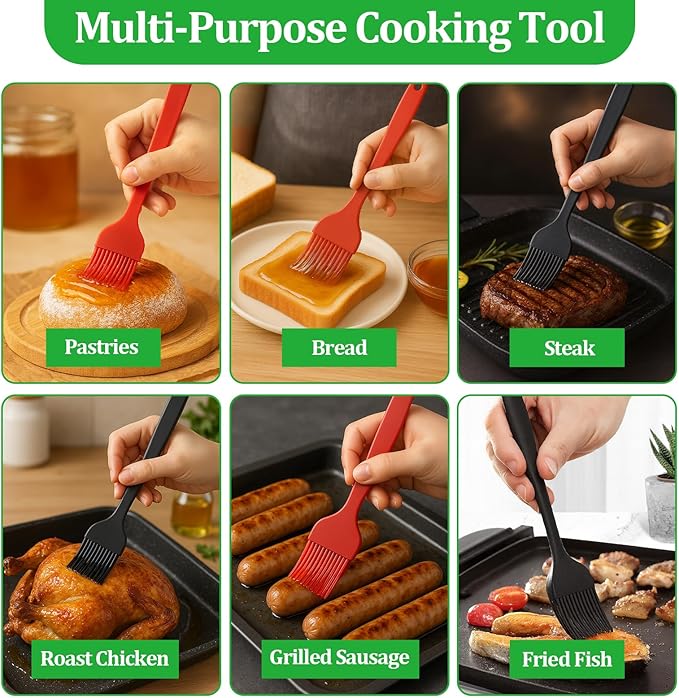4 PCS Silicone Basting Pastry Brush,Heat Resistant Cooking Brush for Oil Butter Sauce,Premium Cooking Brush for Sauce Marinade Meat Glazing