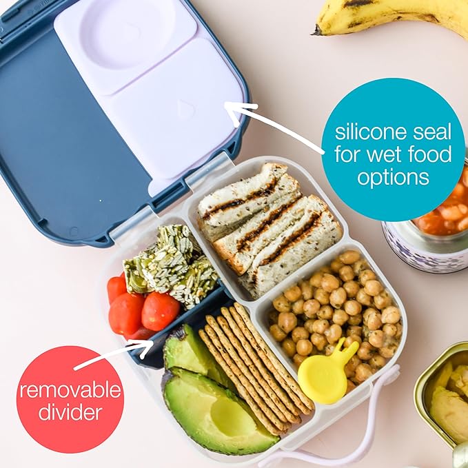b.box Mini Lunch Box, Bento Box for Kids, Snack Container with 2 Leak Proof Compartments, Reusable Snack Containers with Lids, Kids Lunch Boxes Ages 3+, BPA Free, 4 1/4 Cup Capacity (Lemon Sherbet)