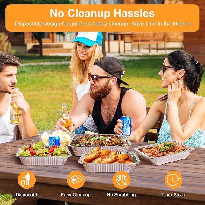 Notwoe® 55pc Disposable Aluminum Pans With Lids, 10x14 (10pc) 5.5x8.2 Square (15pc) And 4x7 Square (30pc) Combo Set, Disposable Baking and Cake Pan. (55 Pack w/Lids)