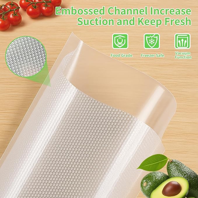 MakMeFre 300 Pint Size 6" x 10" Vacuum Sealer Bags with BPA Free and Heavy Duty,Great for Food Storage Vaccume Sealer PreCut Bag