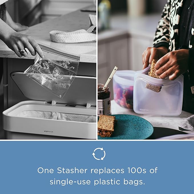 Stasher Premium Silicone Reusable Food Storage Bags, 6-Pack, Tie Dye Multi, Multi-Use Food Storage Bags, Lunch Bag, Travel Containers, BPA Free, Leak-free, Dishwasher-Safe, Eco-friendly