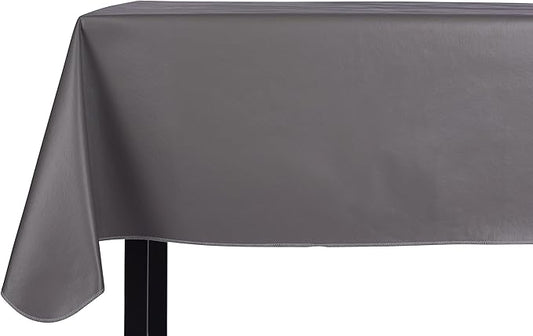 Yourtablecloth Heavy Duty Vinyl Rectangle or Square Tablecloth – 6 Gauge Heavy Duty Tablecloth – Flannel Backed – Wipeable Tablecloth with Vivid Colors & Many Sizes 52 x 120 Gray