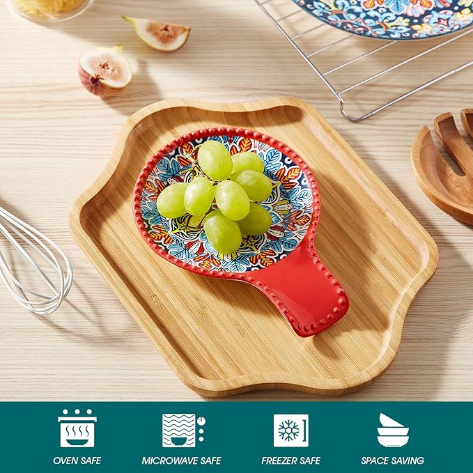 vancasso Ceramic Spoon Rest for Stove Top, 7.7 Inch Cooking Spoon Holder for Kitchen Counter Decor, Spoon Holder for Coffee Spoon Rest, Spoon Cradle, Spatula, Spoons or Tongs, Decorations, Red
