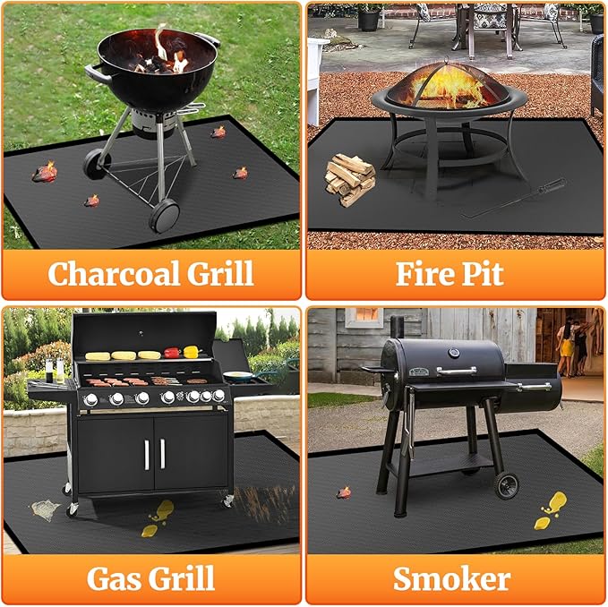 48 ×36 inches Under Grill Mat Fit Blackstone 17in & 22in Griddle with Stand /Griddle Mat for Blackstone, Fireproof Fire Pit Mat Fireplace Mat Grill Pad BBQ Mat Grill Mat for Deck Patio Outdoor Grills