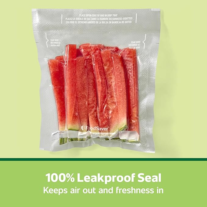 FoodSaver Quart Pre-Cut Vacuum Seal Bags, Easy Use Vacuum Storage Bags, Align to Seal and Tear to Open Vacuum Sealer Storage Bags, 43 Pack
