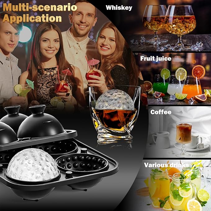 Golf Ball Ice Cube Mold 2.1 Inch Large Silicone Golf Ball Ice Cube Molds Fun Shapes Craft Sphere Ice Molds Novelty Christmas Gifts Stuff for Men Women Cocktails, Bourbon,Brandy, Whiskey(1, Golf Ball)