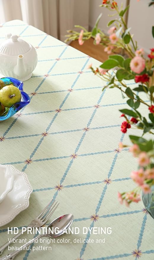 ISAENNE Designer Linen Floral Square Tablecloth,Light Green Farmhouse Durable Table Cloth,Fall Washable Decor Tablecloths for Dining Kitchen Thanksgiving Christmas,67"*67"-Floralsea B