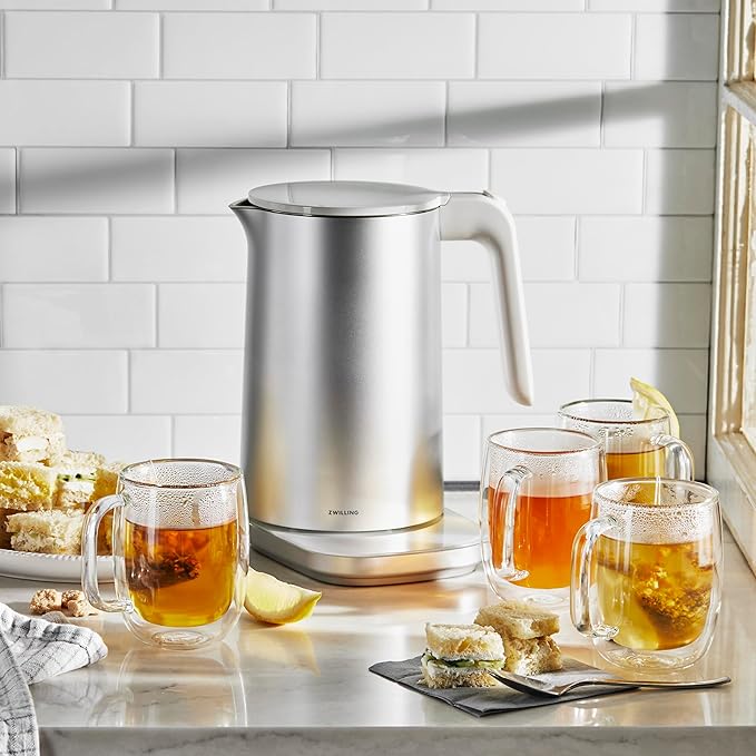 ZWILLING Enfinigy 1.5-Liter Cool Touch Stainless Steel Electric Kettle Pro, Tea Kettle, Silver