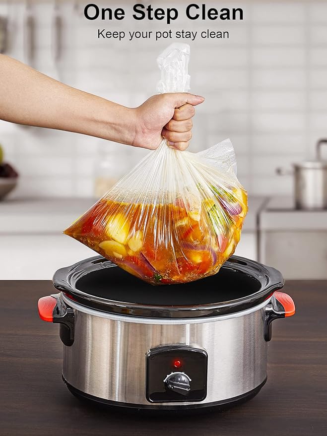 SMARTAKE Slow Cooker Liners, Small Size 13"x 15" Disposable Cooking Bags, Fit 1.5QT to 3QT for Slow Cooker, Cooking Trays, Suitable for Oval & Round Pots, 60 Liners