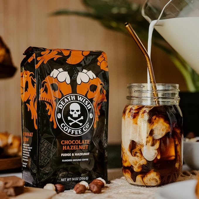 DEATH WISH COFFEE - Chocolate Hazelnut Ground Coffee, Fair Trade (14 oz)