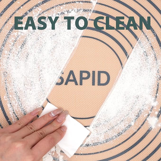 Non Slip Silicone Pastry Mat Large with Measurements for Non-stick Dough Rolling, Pie Crust, Pastry Roll Out, Cookies,Bread and Silicon Kneading Mat (16" x 24", Gray)