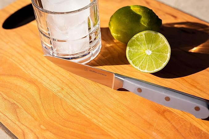 DURA LIVING 3.5 Inch Paring Knife – Essential High Carbon Stainless Steel, Razor-Sharp, Multipurpose Small Kitchen Knife, Ergonomic Handle, Perfect for Precision Tasks, Sleek Gray Design
