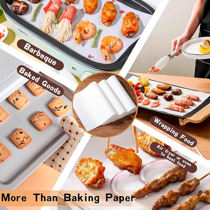 Parchment Sheet 200Pcs,Parchment Paper Sheets 9x13 Non-Stick Baking Paper,Precut Parchment Paper for Baking, Cooking, Grilling, Frying and Steaming, Fit for Quarter Sheet Pans