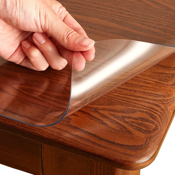 26 x 48 Inch Clear Table Cover Protector Rectangle, 1.5mm Transparent Plastic Table Protector Waterproof, Anti-Scratch Clear Desk Mat for Office Desktop Dresser Dining Table, FDA Compliant