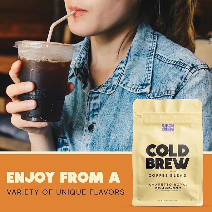Birch Glen Roasters Cold Brew Coffee | Flavored Coarse Ground Coffee | Medium Roast | Artisanal Roasting | 100% Arabica |1 LB Bag | Irish Cream