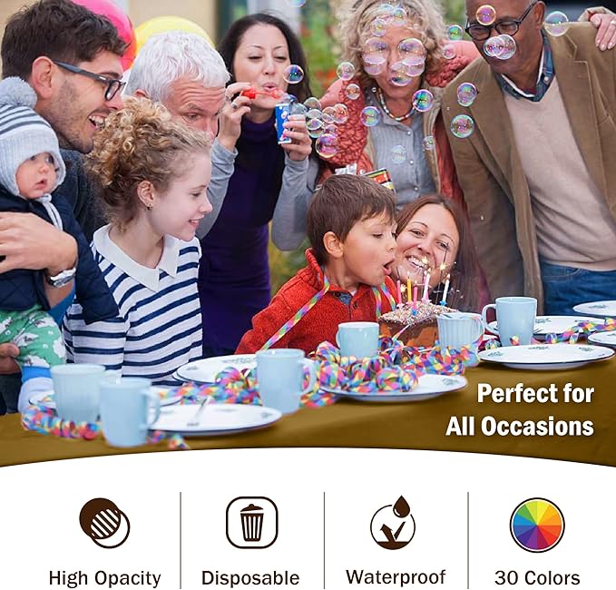 Exquisite 66% Thicker Premium Plastic Table Cloth Rectangle Table Cover 0.5 Mil 6 Pack Gold Table Cloth 54 Inch x 108 Inch Disposable Tablecloth Won't Tear Easily Like Cheap Thin Brands