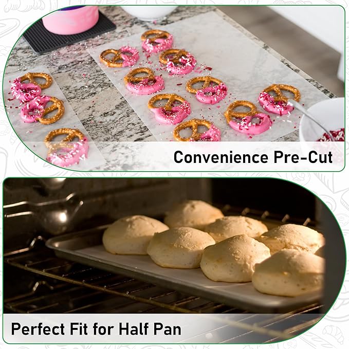 EcoDispose Non-Stick Precut Parchment Paper Baking Sheets Full Pan liner for Bake (12-3/16" x 16-3/8",White,500PCS)
