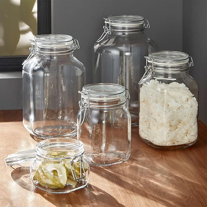 Bormioli Rocco Fido Clear Glass Jar with 85 mm Gasket,0.5 Liter (Pack of 2)
