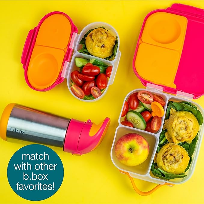 b.box Mini Lunch Box, Bento Box for Kids, Snack Container with 2 Leak Proof Compartments, Reusable Snack Containers with Lids, Kids Lunch Boxes Ages 3+, BPA Free, 4 1/4 Cup Capacity (Chill Out)