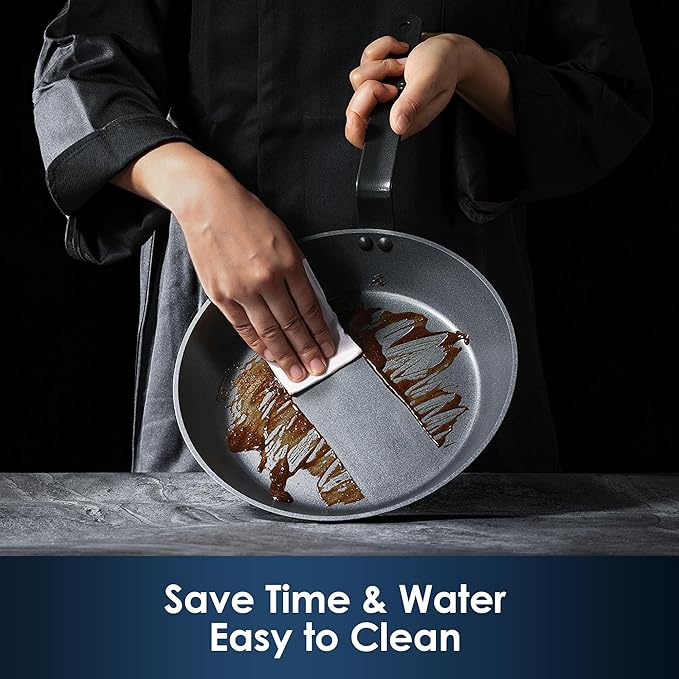 SENSARTE Nonstick Frying Pan Set 3-Piece, Oven Safe Skillets with Swiss Coating, Induction Compatible Chef Pan Set, Dishwasher Safe Cooking Pans, PFOA PFOS Free, 8, 10 and 12 Inch