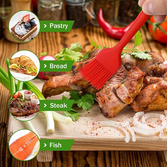 Silicone Basting Pastry Brushes, 5 Pack Heat Resistant Cooking Brush for Oil Butter Sauce, Food Brush for BBQ Grill Barbeque Kitchen Baking Cooking
