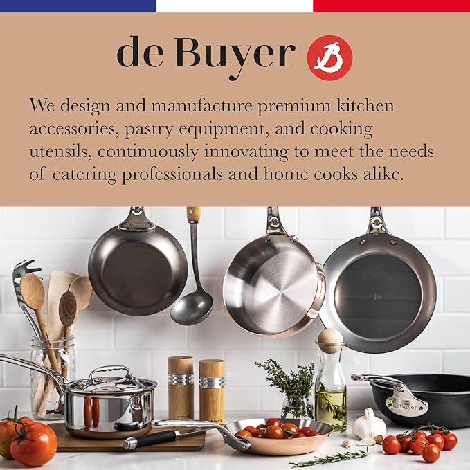 De Buyer MINERAL B Carbon Steel Omelette Pan - 9.5” Diameter, 7.7” Cooking Surface - PFAS, PFOA & PFOS Free - Made in France