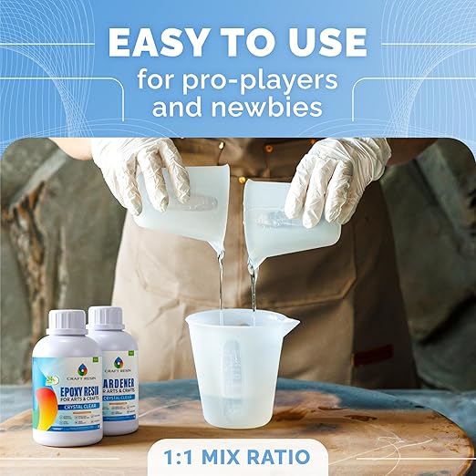 CRAFT RESIN 2 Gallon Crystal Clear Epoxy Resin Kit with Pumps - Food Safe & UV Resistant for DIY Art, Wood, Jewelry Making, Coasters, Molds Casting Resin Epoxy - Low Viscosity for Beginners & Pros