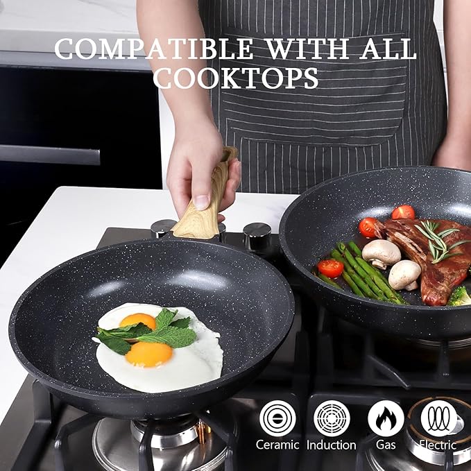 GiPP Non Stick Frying Pan - 8" Nonstick Pan Skillet with Ceramic Coating,Non Toxic Fry Pans for Cooking, Omelette Pan with Stay Cool Handle, Induction Compatible, PFAS/PTFE/PFOA Free (Gray)
