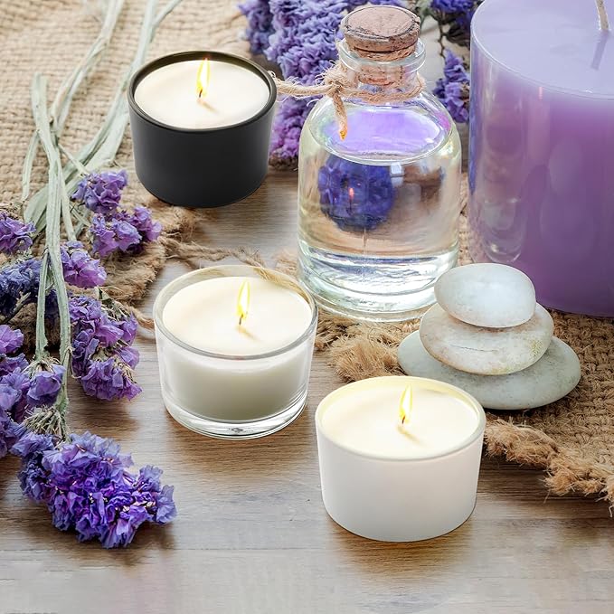 Thick Candle Jars for Making Candles 16 Pcs, 4 OZ Empty Jars with Wood Lids for Candle Making, Sample Container - Dishwasher Safe,Matte Black