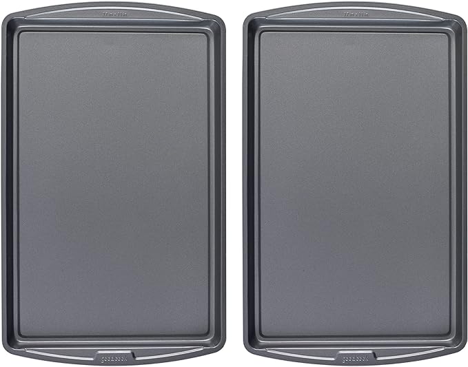 GoodCook Everday Nonstick Carbon Steel 17 x 11-Inch Baking Sheet Set, 2 Pack – Medium Sized Carbon Steel Cooking Pans, Bakeware Set, Cookie Sheets for Baking, Oven Pan Set