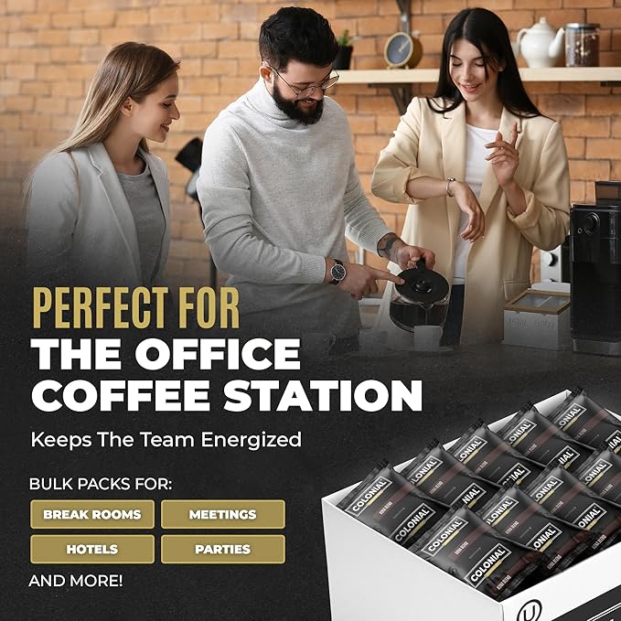 Colonial Coffee 32 Count Single Pot Coffee Packets – Assorted Variety Pack with Medium, Dark, & Decaf Roast Blends | Pre-Measured Frac Packs for 12 Cup Maker | Bulk Ground Gourmet Coffee for Home & Office