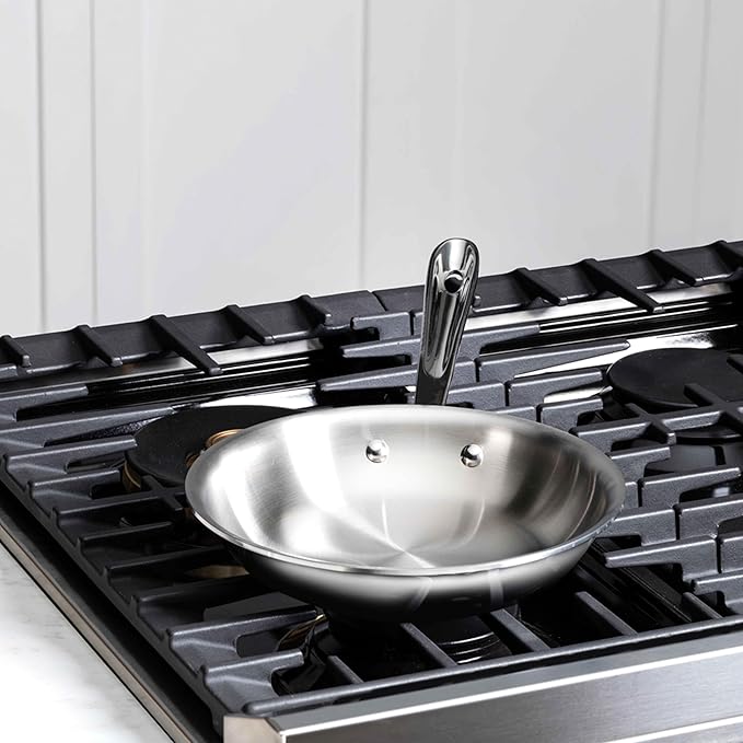 All-Clad D3 3-Ply Stainless Steel Fry Pan 8 Inch Induction Oven Broiler Safe 600F Pots and Pans, Cookware Silver