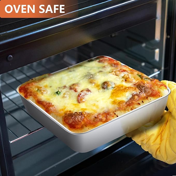 LIANYU 3 Pack 8 x 8 Inch Square Baking Cake Pan, Stainless Steel Brownie Bread Cake Molds, Square Bakeware for Lasagna Pie, Oven & Dishwasher Safe