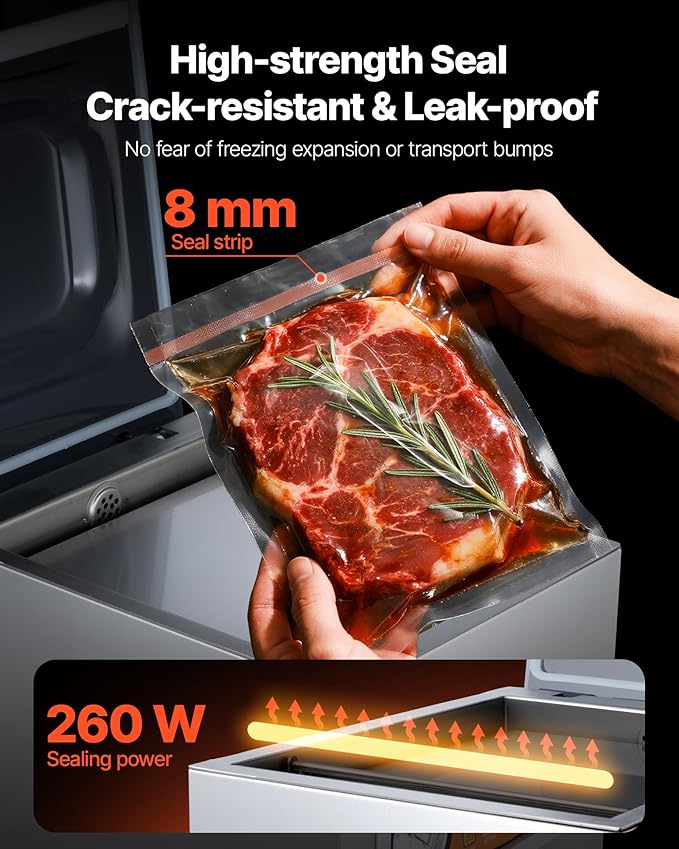 VEVOR Chamber Vacuum Sealer, 260W Sealing Power, Vacuum Packing Machine for Wet Foods, Meats, Marinades and More, Compact Size with 10.2 in Sealing Length, Applied in Home Kitchen