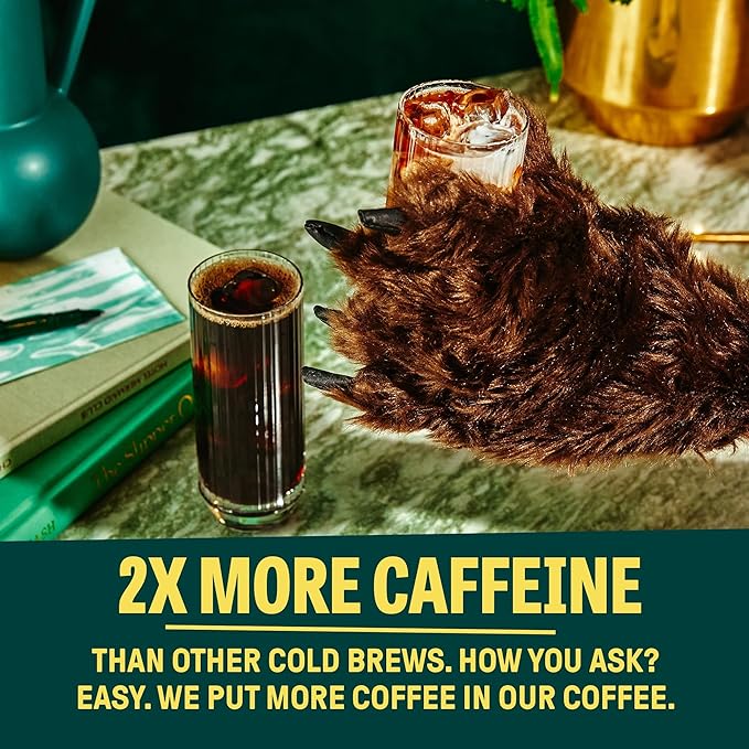 Wandering Bear Extra Strong Organic Cold Brew Coffee, Straight Black, 32 fl oz, 1 pack - Smooth, Organic, Unsweetened, Shelf-Stable, and Ready to Drink Cold Brew