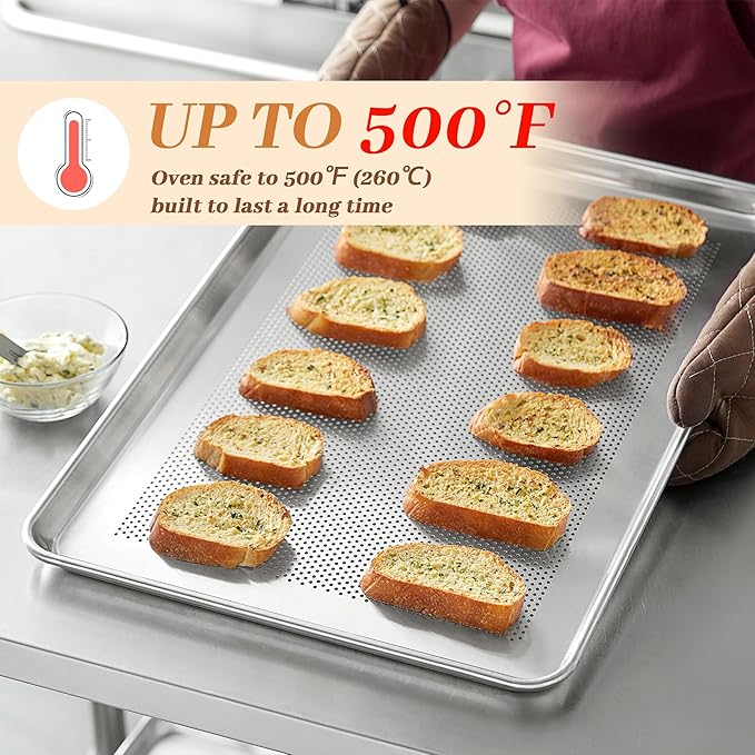 12 Pack Half Size Baking Sheet Pans Perforated, Aluminum Commercial Cookie Sheets Non-Stick, 18"x13"