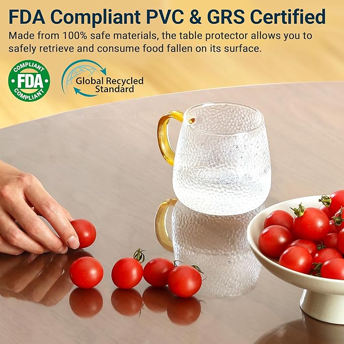 Clear Table Cover Protector Rectangle 12x28 Inch, 1.5mm Transparent Plastic Table Protector Waterproof, Anti-Scratch Clear Desk Mat for Office Desktop Dresser Dining Table, FDA Compliant