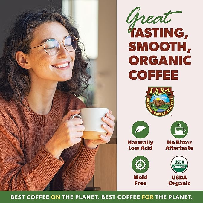 Low Acid Organic Coffee – Whole Bean, Mold-Free & Stomach Friendly by Java Planet, Colombian Single Origin, Medium Dark Roast, Smooth Full Flavored, 5LB Bag