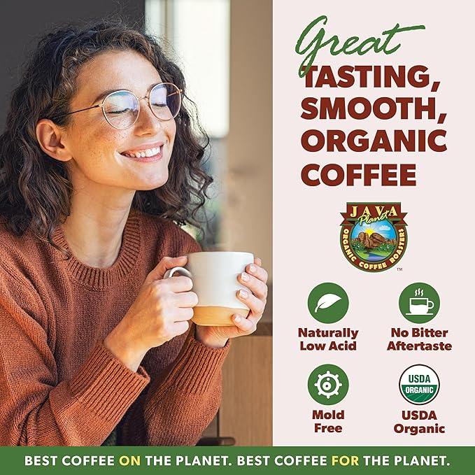 Low Acid Organic Coffee – Whole Bean, Mold-Free & Stomach Friendly by Java Planet, Guatemalan Single Origin Coffee, Medium Roast, Smooth Full Flavored, 5LB Bag