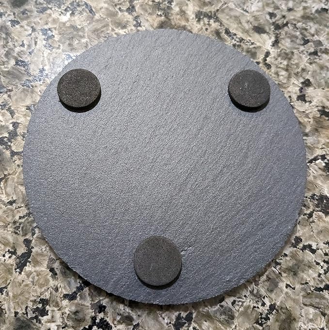 Coast in Style: Rustic Slate Coasters with Motorcycle Design - Round Slate - Set of 8