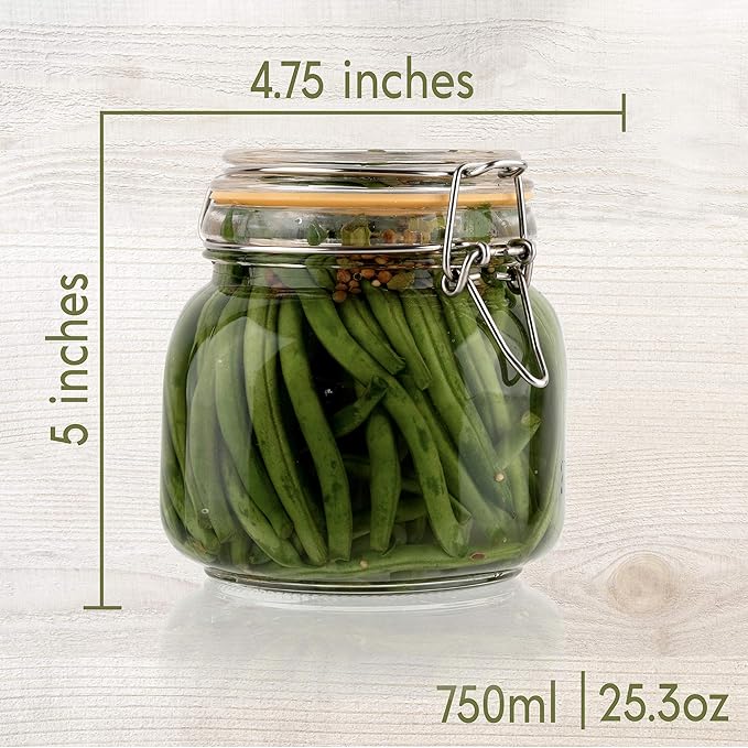 Galashield Glass Jars with Lids 24 oz Food Storage Jars with Airtight Lids Leak Proof Glass Canisters Kitchen Jars [Set of 2]
